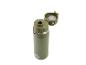 Bouteille isotherme vert olive avec couvercle ouvert et loquet rouge