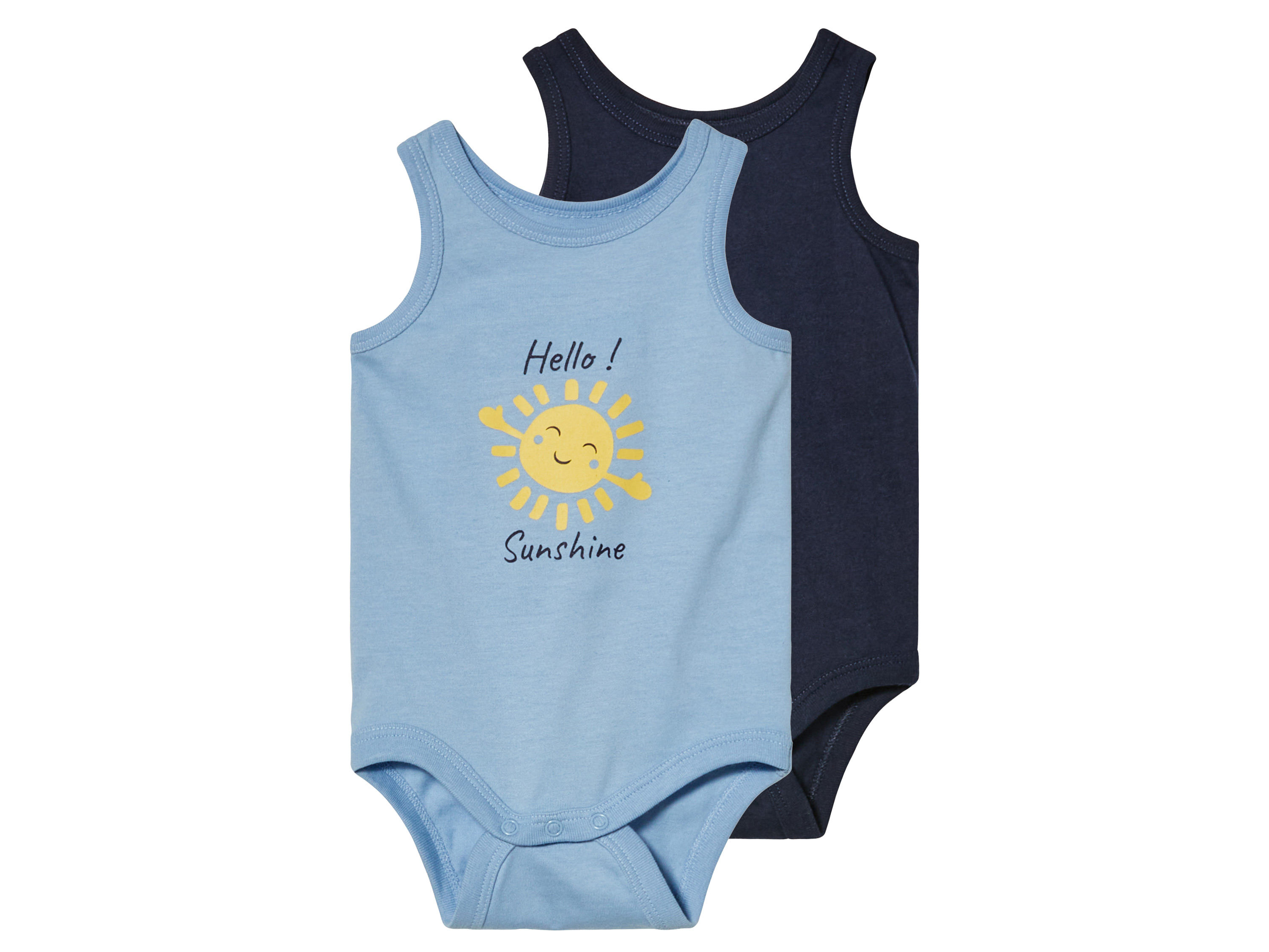 lupilu® Lot de 2 bodies bébé (50/56, bleu clair/bleu marine)