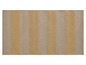 Tapis beige à rayures jaunes.
