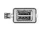 Un grille-pain en acier inoxydable avec un bac à miettes.