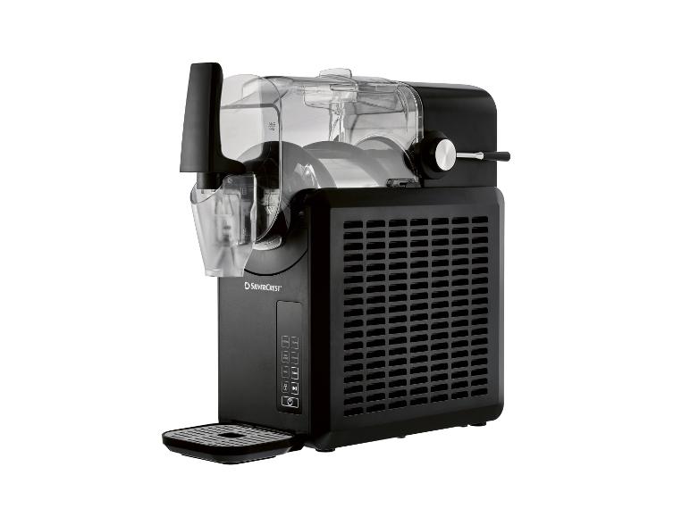 Machine à granita SilverCrest noire avec réservoirs transparents et panneau de commande.
