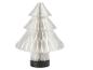 Sapin de Noël blanc pliable en papier avec une base noire.