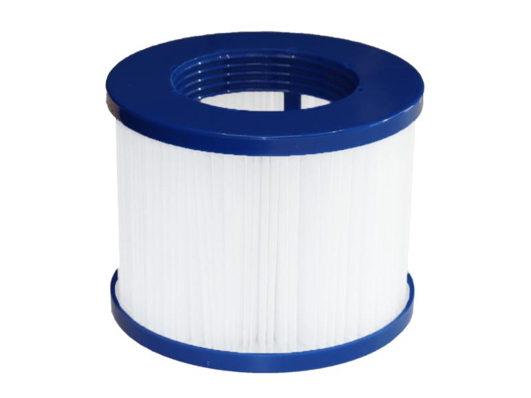 Filtre de piscine blanc avec bords supérieur et inférieur bleus
