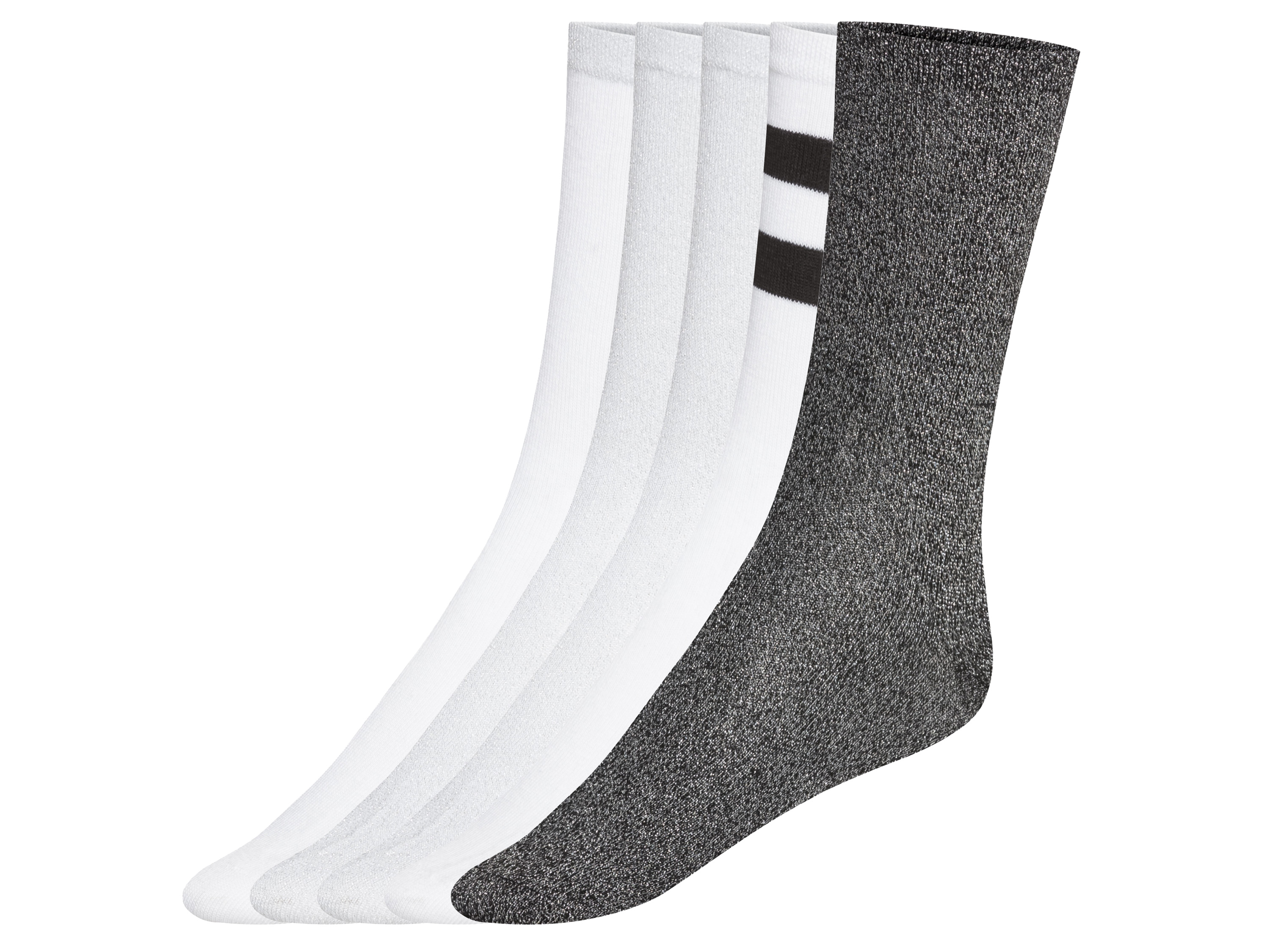 esmara® Lot de 5 paires de chaussettes femme (argent/blanc/noir, 35-38)