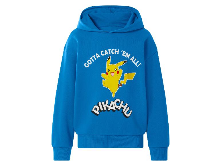 Sweat à capuche bleu avec imprimé personnage de dessin animé jaune et texte 'GOTTA CATCH 'EM ALL! PIKACHU'
