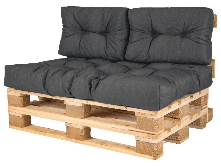 Canapé palette avec coussins gris foncé