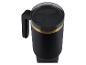Mug thermique noir avec bande dorée et anse, vue de dessus