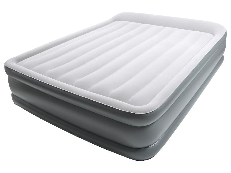 Matelas gonflable double gris et blanc avec surface floquée