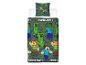 Parure de lit Minecraft : housse de couette et taie d'oreiller avec Creeper et Steve.