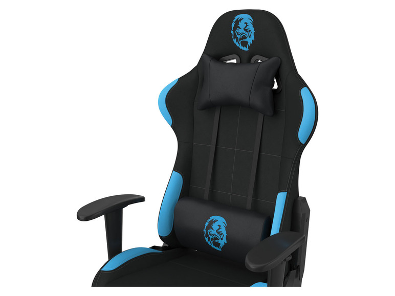 Aller en mode plein écran : LIVARNO home Chaise de gaming au design de course, noir/bleu - Image 4