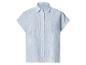 Chemise femme à manches courtes rayée bleu clair