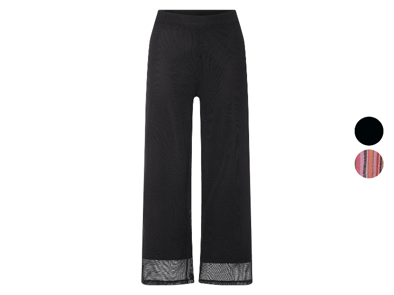 Pantalon large noir avec détails en résille.
