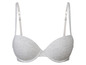Un soutien-gorge gris avec des bretelles larges.