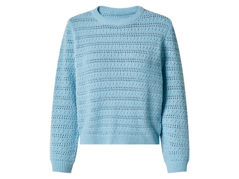 Pull en maille bleu clair à manches longues avec motif ajouré