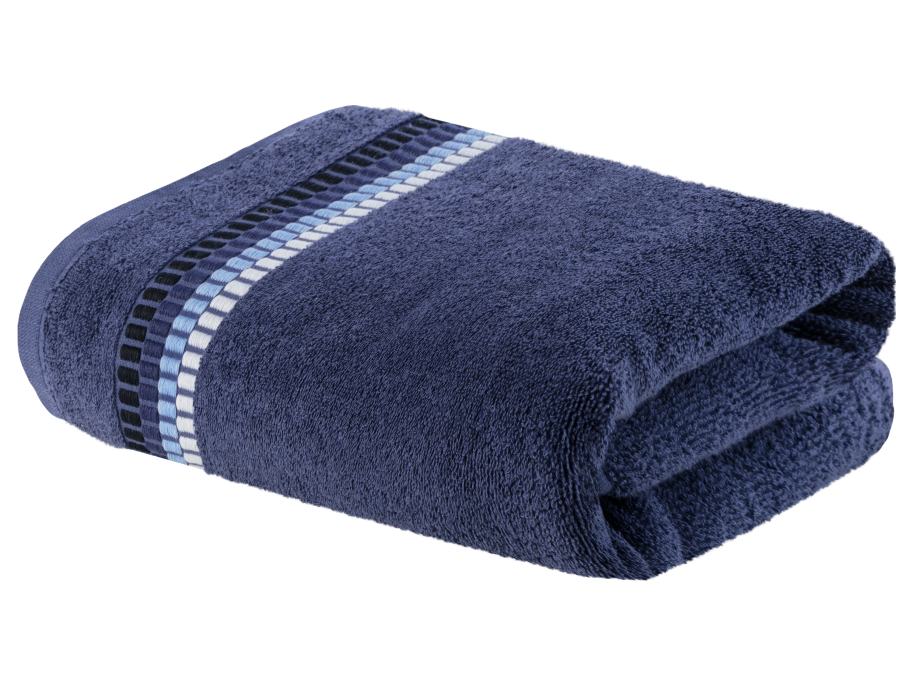 LIVARNO home Serviette de bain en éponge, 70 x 140 cm (bleu foncé)
