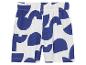 Shorts enfant à motifs géométriques bleu marine et blanc.