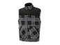 Gilet polaire homme à carreaux gris et noir, avec fermeture éclair et poches.