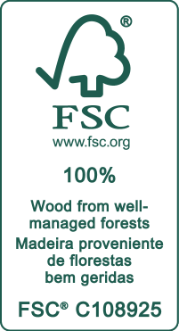 Certificat : 100% bois issu de forêts bien gérées, FSC® C108925.