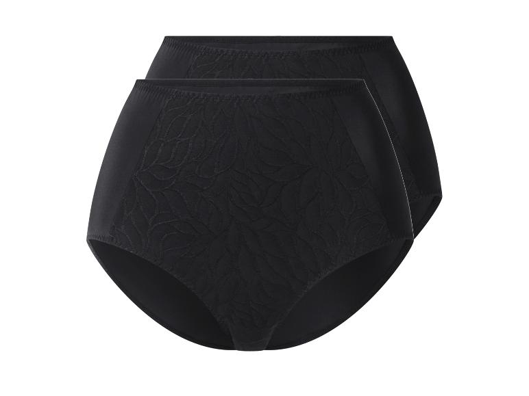 Deux culottes noires taille haute avec motif feuilles.