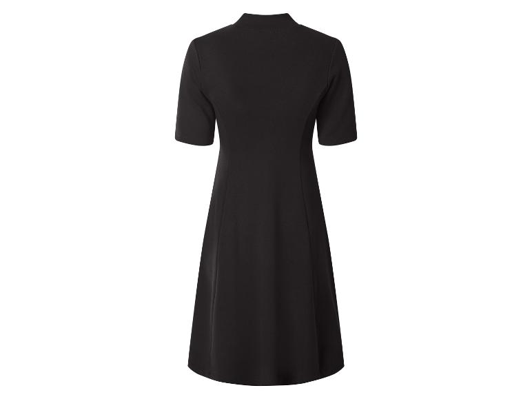 Robe noire à manches courtes et col montant, vue de dos.