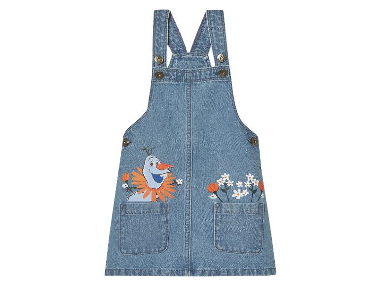 Robe salopette en jean avec Olaf (La Reine des Neiges) et fleurs.