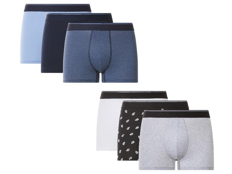 Boxers pour hommes en bleu, noir, blanc et gris, certains avec motif