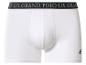 Caleçon blanc avec ceinture élastique noire avec texte et logo cavalier.
