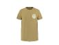 T-shirt kaki avec un motif circulaire blanc 'summer wave' sur la poitrine.