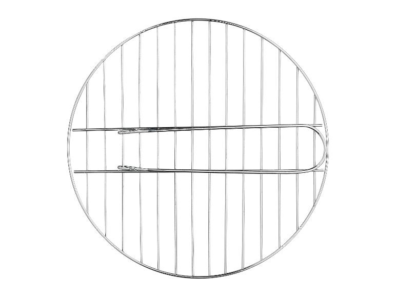 Grille de cuisson ronde en métal chromé avec deux niveaux.