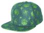 Casquette Minecraft : motifs cubes verts sur fond bleu-vert.
