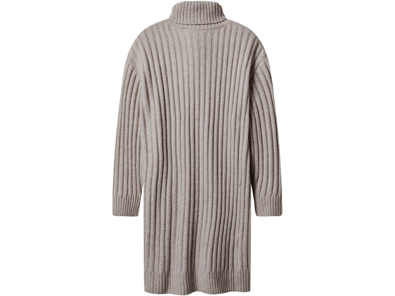 Pull col roulé côtelé beige clair