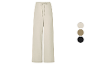Pantalon long taille haute beige, disponible en plusieurs couleurs.
