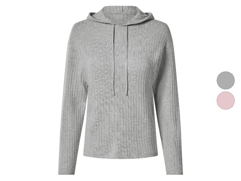 Sweat à capuche côtelé gris avec cordon de serrage, également disponible en rose
