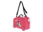Valise rose pour enfants à roulettes avec personnages de dessins animés et le texte 'ARE WE THERE YET?'