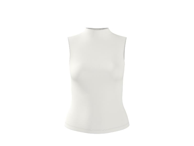 Mannequin torse blanc sans manches pour présentation de vêtements.