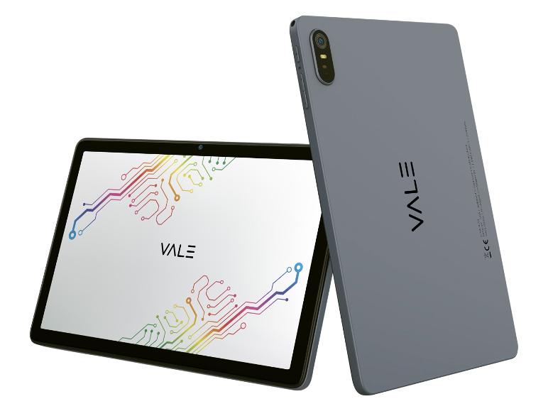 Deux tablettes grises, l'une affichant un graphique de circuit imprimé et le logo « VALE ».