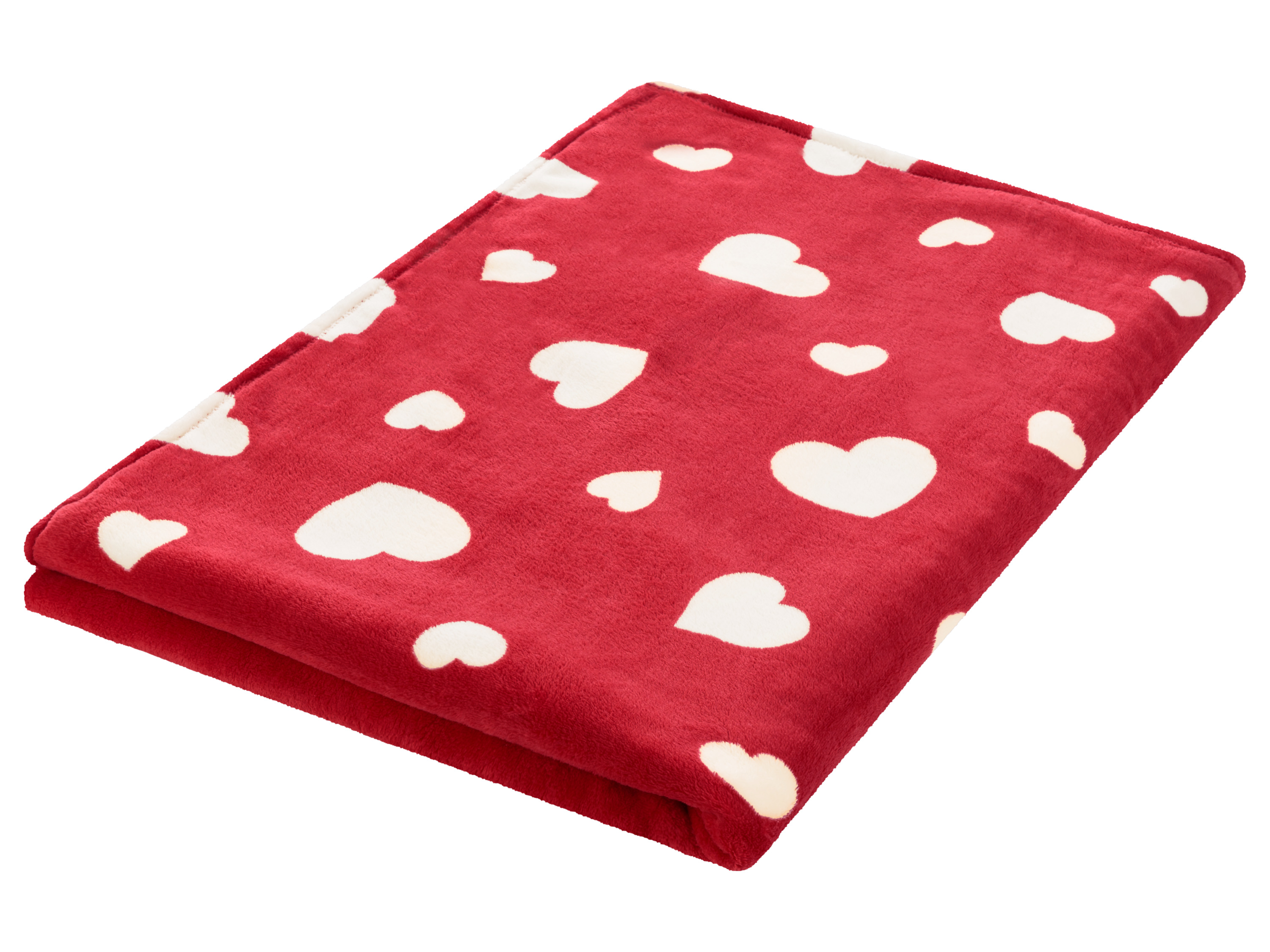 LIVARNO home Plaid, 150 x 200 cm (rouge/coeurs)