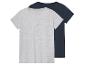 Deux t-shirts, gris clair et bleu marine.
