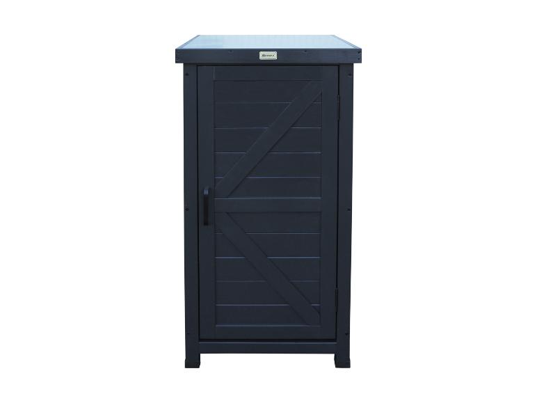 Armoire d'extérieur bleu foncé avec une seule porte et un logo HADAOU.