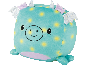 Peluche de dragon turquoise avec des taches jaunes et des ailes argentées