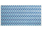 Un tapis bleu et blanc à motif en zigzag.