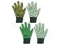 Gants de jardinage en trois motifs : feuilles, pois verts et vert uni.