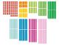 Blocs de bois de couleurs en forme de carrés et de rectangles.