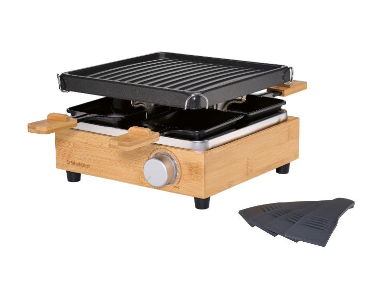Gril à raclette SilverCrest avec base en bambou et spatules
