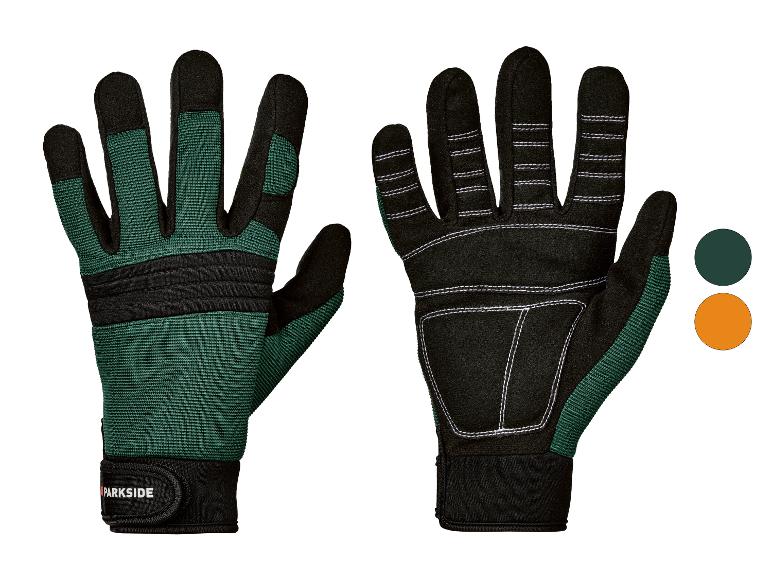 Gants de travail PARKSIDE verts et noirs, vue avant et arrière