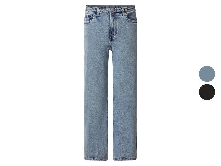 Jean bleu clair à coupe droite avec deux options de couleur : bleu clair et noir.
