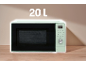 Micro-ondes vert menthe de 20 L avec affichage numérique et commandes rotatives.