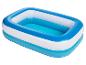 Piscine gonflable rectangulaire bleue et blanche pour enfants.
