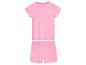 Pyjama rose à pois blanc pour enfant, t-shirt et short.