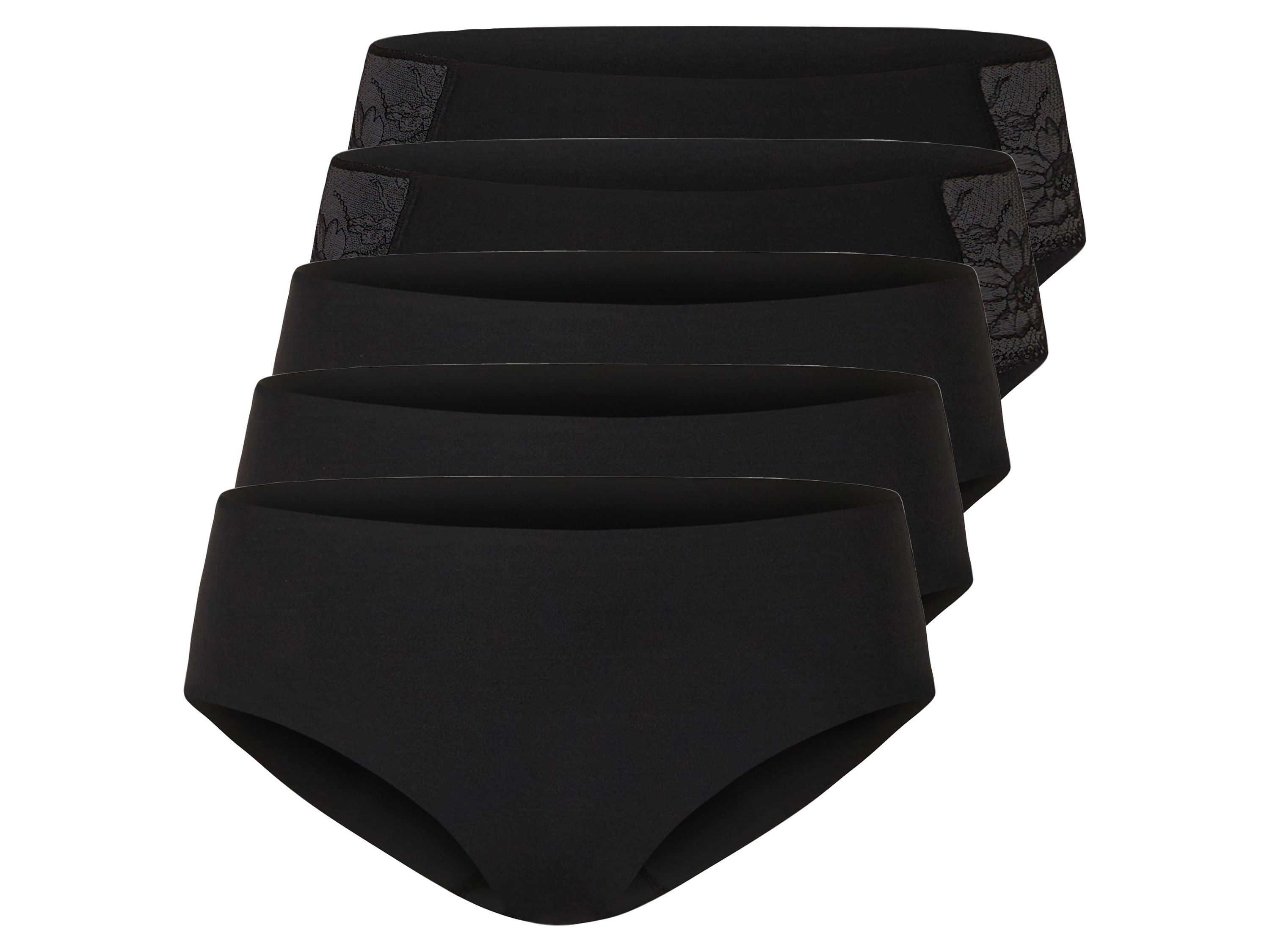 esmara® Lot de 5 hipsters invisibles femme (noir)